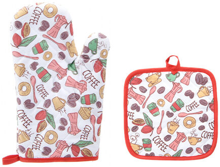 2 stks/set oven isolatie handschoenen Met mat Mitts Bakken Anti Handschoenen Pad Oven Keuken Tool Decor hittebestendige 4FM Geel