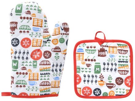 2 stks/set oven isolatie handschoenen Met mat Mitts Bakken Anti Handschoenen Pad Oven Keuken Tool Decor hittebestendige 4FM Grijs