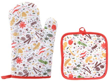 2 stks/set oven isolatie handschoenen Met mat Mitts Bakken Anti Handschoenen Pad Oven Keuken Tool Decor hittebestendige 4FM Groen