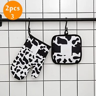 2 Stks/set Pannenlap Handschoenen Anti-Brandwonden Eenvoudige & Leopard Patroon Pad Magnetron Ovenwanten Bakken Koken Bbq Keuken Benodigdheden A3