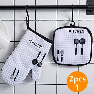 2 Stks/set Pannenlap Handschoenen Anti-Brandwonden Eenvoudige & Leopard Patroon Pad Magnetron Ovenwanten Bakken Koken Bbq Keuken Benodigdheden B1
