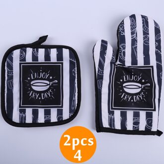 2 Stks/set Pannenlap Handschoenen Anti-Brandwonden Eenvoudige & Leopard Patroon Pad Magnetron Ovenwanten Bakken Koken Bbq Keuken Benodigdheden B4