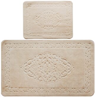 2 Stks/set Poef % 100 Katoen Badkamer Badmat Set Wc Tapijten Flanel Anti Cover Douche Tapijt Vloermatten Beige