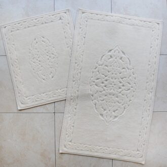 2 Stks/set Poef % 100 Katoen Badkamer Badmat Set Wc Tapijten Flanel Anti Cover Douche Tapijt Vloermatten Krem