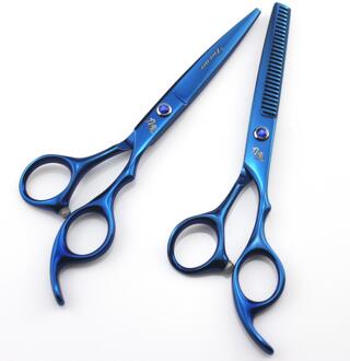 2 Stks/set Professionele 6 Inch Haar Knippen Schaar Lederen Tas Rvs Barber Salon Dunner Gereedschap Voor Kappers groen