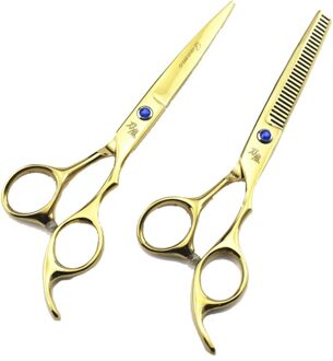 2 Stks/set Professionele 6 Inch Haar Knippen Schaar Lederen Tas Rvs Barber Salon Dunner Gereedschap Voor Kappers zwart