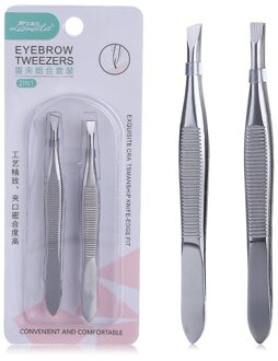 2 Stks/set Professionele Rvs Ontharen Clip Wenkbrauw Gezicht Haar Remover Pincet Make-Up Tool Pinset