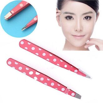 2 Stks/set Rode Kleur Wenkbrauw Tweezer Hair Beauty Schuine Puller Rvs Eye Brow Clips Ontharing Makeup Tools