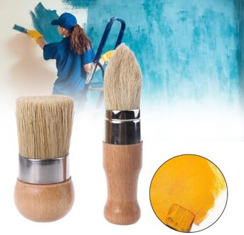 2 Stks/set Ronde En Wees Krijt Verf Wax Borstel Houten Handvat Borstels E5BE