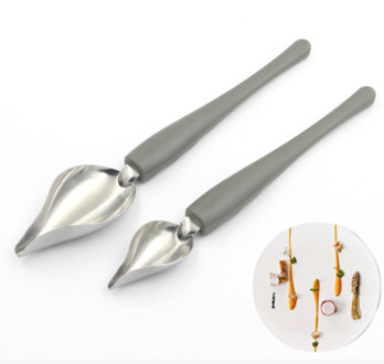 2 Stks/set Rvs Mini Saus Schilderij Koffie Lepel Keuken Thuis Chef Decoratie Potlood Anti-Slip Accessoires Draw Gereedschap