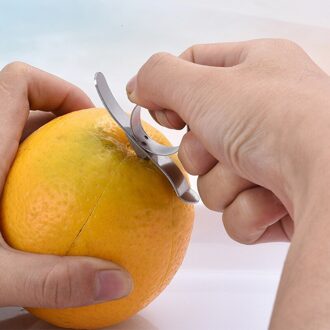 2 Stks/set Rvs Oranje Dunschiller Vinger Soort Citroen Grapefruit Citrus Fruit Peel Remover Keuken Gadget Koken Gereedschap