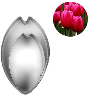 2 stks/set Rvs Tulip Cakevormen Clay Gum Cookie Cake Decorating Gereedschap Fondant Sugarcraft Bloem Cake Cutter Sets