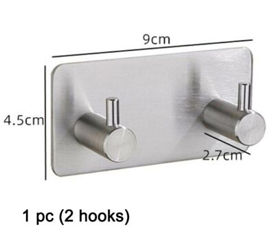 2 Stks/set Rvs Zelfklevende Badkamer Haken Keuken Handdoek Spons Houder Muur Gemonteerde Deur Opknoping Haak Rekken 2 Hooks