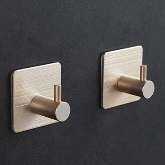 2 Stks/set Rvs Zelfklevende Badkamer Haken Keuken Handdoek Spons Houder Muur Gemonteerde Deur Opknoping Haak Rekken goud