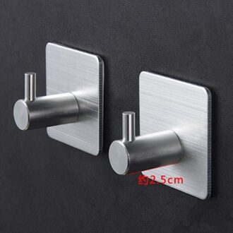 2 Stks/set Rvs Zelfklevende Badkamer Haken Keuken Handdoek Spons Houder Muur Gemonteerde Deur Opknoping Haak Rekken zilver