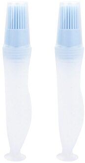 2 Stks/set Siliconen Olie Borstel Hoge Temperatuur Barbecue Bakken Vet Borstels Bbq Olie Fles Borstel Met Deksel Keuken Gereedschap Blauw