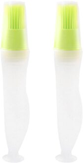 2 Stks/set Siliconen Olie Borstel Hoge Temperatuur Barbecue Bakken Vet Borstels Bbq Olie Fles Borstel Met Deksel Keuken Gereedschap groen