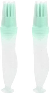 2 Stks/set Siliconen Olie Borstel Hoge Temperatuur Barbecue Bakken Vet Borstels Bbq Olie Fles Borstel Met Deksel Keuken Gereedschap Licht Groen