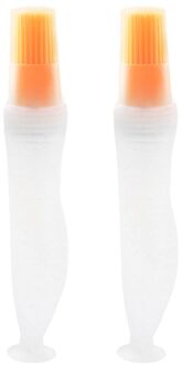 2 Stks/set Siliconen Olie Borstel Hoge Temperatuur Barbecue Bakken Vet Borstels Bbq Olie Fles Borstel Met Deksel Keuken Gereedschap Oranje