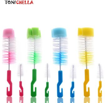 2 stks/set Spons Zuigeling Fles Tepel Borstel Melk Zuigfles Borstels Schoonmaken Cup Scrubber Wassen Borstels T0358