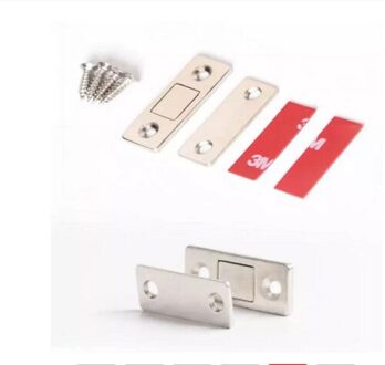 2 Stks/set Sterke Deurdranger Magnetische Deur Catch Ultra Dunne Klink Deur Magneet Voor Meubels Kast Met Schroeven Sticker