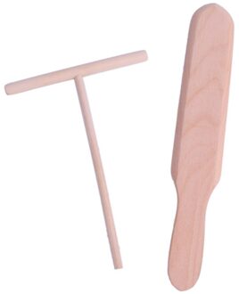 2 Stks/set T-Vormige Pannenkoek Gebruiksvoorwerpen Crêpe Non-stick Houten Strooier En Spatel Hark Verspreiden Pie Pannenkoek Gereedschap