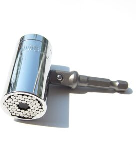 2 stks/set Universele Momentsleutel Hoofd Set Socket Mouw 7-19mm Power Boor Ratchet Bus Spanner Key Magic multi Handgereedschap zilverachtig