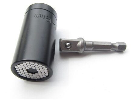 2 stks/set Universele Momentsleutel Hoofd Set Socket Mouw 7-19mm Power Boor Ratchet Bus Spanner Key Magic multi Handgereedschap zwart