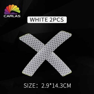 2 Stks/set Veiligheid Waarschuwingslampje Auto Velg Wenkbrauw Reflecterende Waarschuwing Strip Stickers Beschermende Sticker 14.3cm wit
