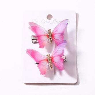 2 Stks/sets Baby Kinderen Meisjes Haar Pin 9 Kleuren Sweet Candy Kleur Vlinder Grips Mode Accessoires Haarspeld O rood paars A