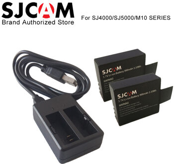 2 stks SJCAM Batterijen Oplaadbare Batterij + Dual Charger Voor SJ4000 SJ5000 SJ5000X Elite WIFI M10 Plus actie Camera Accessoires