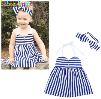 2 Stuk/1-5Years/Zomer Kids Kleding Voor Baby Meisjes Jurk Mode Streep Peuter Jurken + Hoofdband Kinderen Kleding sets BC1037 12m