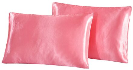 2 Stuk Koningin Zijde Satijn Kussensloop Eenvoudige Effen Kleur Beddengoed Huishoudelijke Glad Multicolor Simulatie Zijde Satijn Kussensloop Thuis roze
