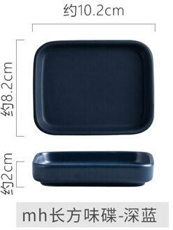2 Stuk Nordic Keramische Kleine Schotel Rechthoekige Saus Schotel Kruiden Schotel Huishouden Sushi Schotel Restaurant Dipsaus Schotel donker blauw