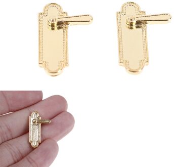 2 stuks 1/12 Schaal Vintage Poppenhuis Miniatuur Deur Slot en Sleutel Poppenhuis Fairy Deur Gold Mini DIY Accessoires