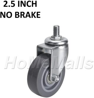 2 Stuks 1.5/2/2.5Inch Pu Materiaal Universele Wielen 360 Graden Swivel Caster Met Rem Stille Wielen Voor Werkbank Of Trolley 2.5 duim (nee brake)