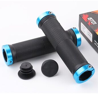 2 Stuks/1 Paar Mountain Road Cycling Bike Fiets Mtb Stuur Cover Grips Glad Zachte Rubberen Anti-Slip handvat Grip Lock Bar End Blauw