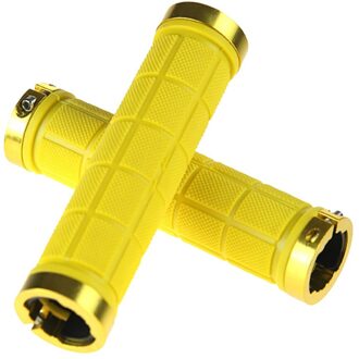 2 Stuks/1 Paar Mountain Road Cycling Bike Fiets Mtb Stuur Cover Grips Glad Zachte Rubberen Anti-Slip handvat Grip Lock Bar End # G Geel