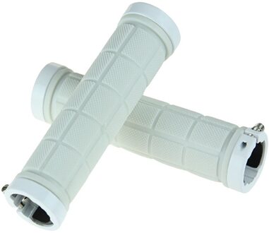 2 Stuks/1 Paar Mountain Road Cycling Bike Fiets Mtb Stuur Cover Grips Glad Zachte Rubberen Anti-Slip handvat Grip Lock Bar End # G wit