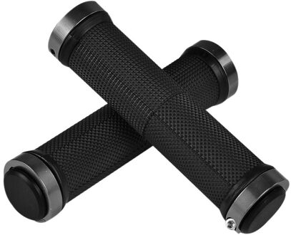 2 Stuks/1 Paar Mountain Road Cycling Bike Fiets Stuur Cover Grips Glad Zachte Rubberen Anti-Slip Handvat grip Lock Bar End zwart