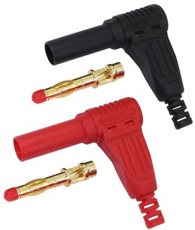 2 Stuks/1 Paar Rood/Zwart 4 Mm Mannelijke Haakse Isolatie Draad Soldeer Soort Diy Banaan plug Connector Multimeter Test