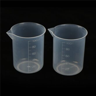 2 Stuks 100Ml Afgestudeerd Borosilicaatglas Beker Plastic Transparante Beker Set School Laboratorium Studie Levert