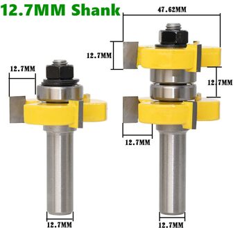 2 Stuks 12Mm 1/2 Inch Schacht Tong & Groef Frezen Set Voorraad 1-1/2 Tenon Frees voor Hout Houtbewerking Gereedschap Bit 12.7mm Shank