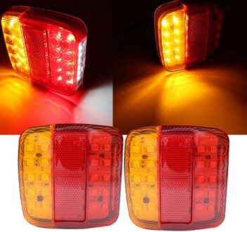 2 Stuks 12V Vrachtwagen Caravan 26LED Achterlicht Achterlicht Richtingaanwijzer Brake Stop Lamp Kentekenplaatverlichting achter Reverse