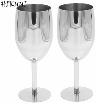 2 Stuks 17 Cm Rvs Wijnglas Drinkbeker Champagne Goblet Bar Keuken Gereedschap Feestartikelen 240 Ml