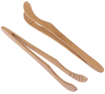 2 Stuks 18Cm Houten Broodrooster Bagel Bacon Squeezer Suiker Ice Tea Tang Bamboe Theewaar Thee Clips Hout Toast Tong
