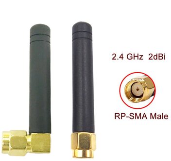 2 Stuks 2.4 Ghz Wifi Antenne 2dBi Antenne Sma/RP-SMA Male Connector 2.4 Ghz Antenne Wifi Antenne Voor Draadloze router Wifi Booste RP-SMA mannetje / rechtdoor