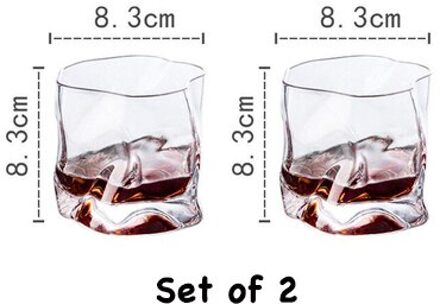 2 Stuks 250Ml Vervormd Vorm Whisky Bril Ouderwetse Glas Water Glas, sap Glas Set Van 2 doorzichtig reeks of 2