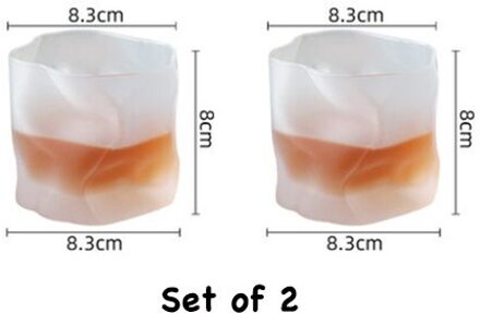 2 Stuks 250Ml Vervormd Vorm Whisky Bril Ouderwetse Glas Water Glas, sap Glas Set Van 2 MatteFinish reeks of 2
