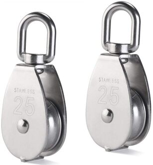 2 Stuks 25Mm Enkele Katrol Blok In 304 Rvs M25 Katrol Roller Laden 400Kg-Zilver